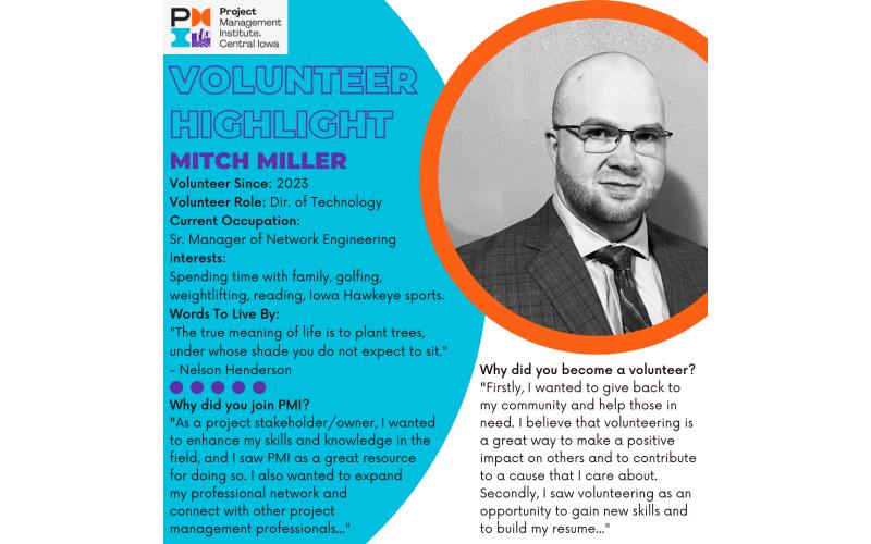 Volunteer Highlight Mitch Miller Pmi Central Iowa Chapter